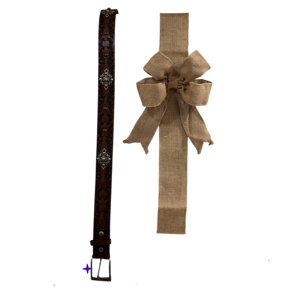 Brown Embossed Floral Belt Vintage Inspired - Picture 3 of 12